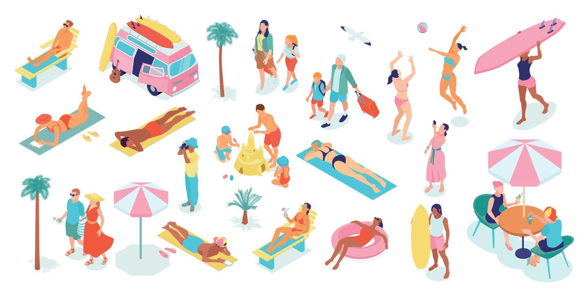 Summer Vacation Color Set vector