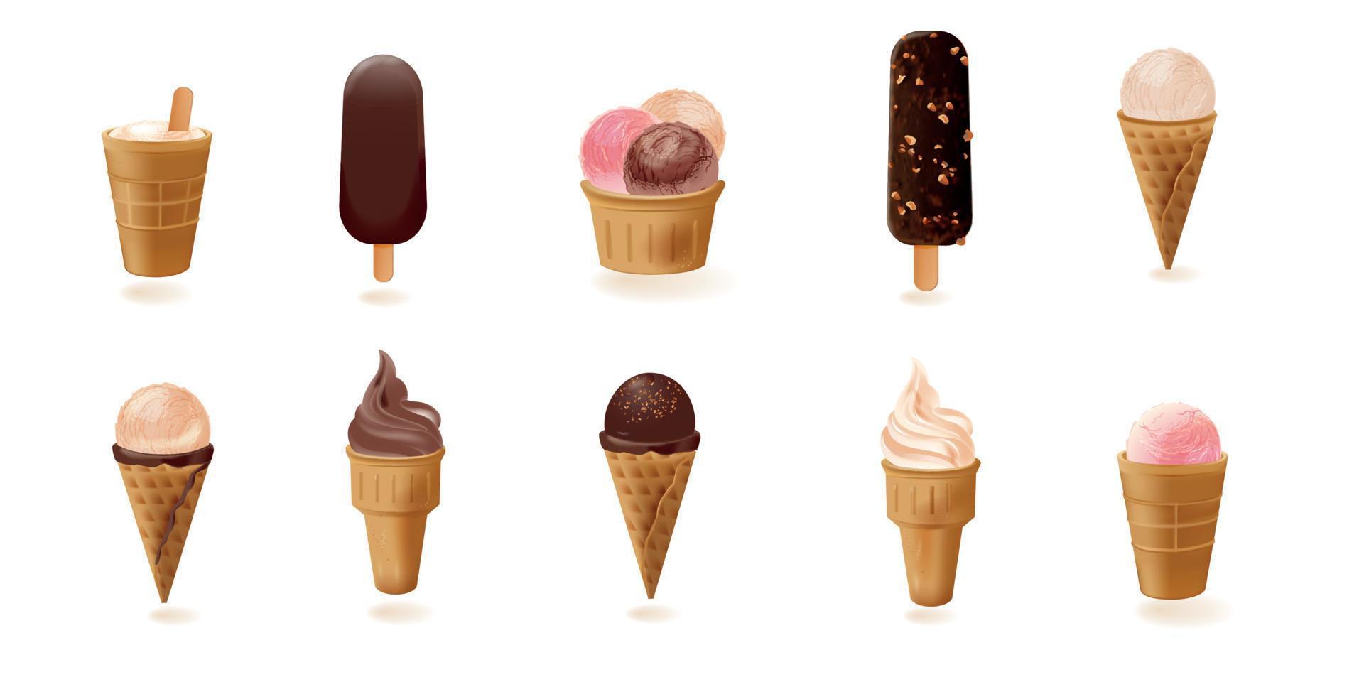 Realistic Ice Cream Set vector