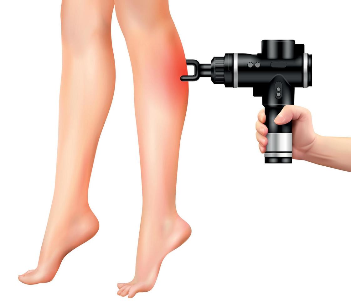 Massage Gun In Action Realistic Illustration vector