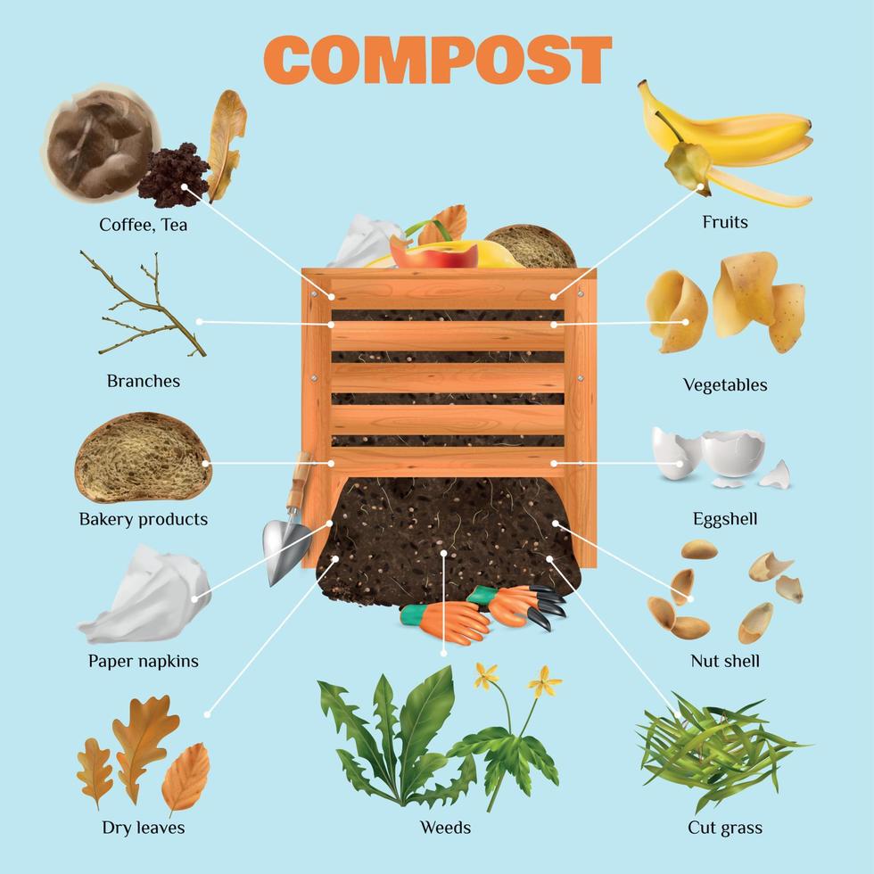 composición realista de compost vector