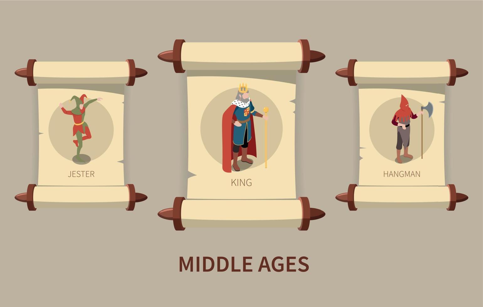 Middle Ages Isometric Set vector