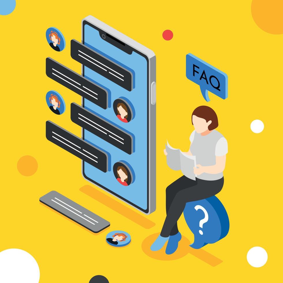 FAQ Concept Isometric Background vector