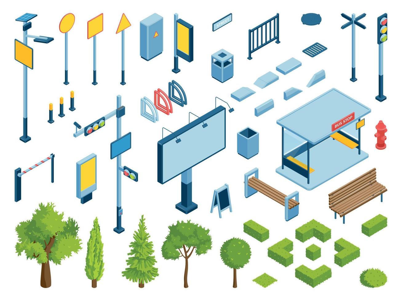 Isometric City Color Icon Set vector