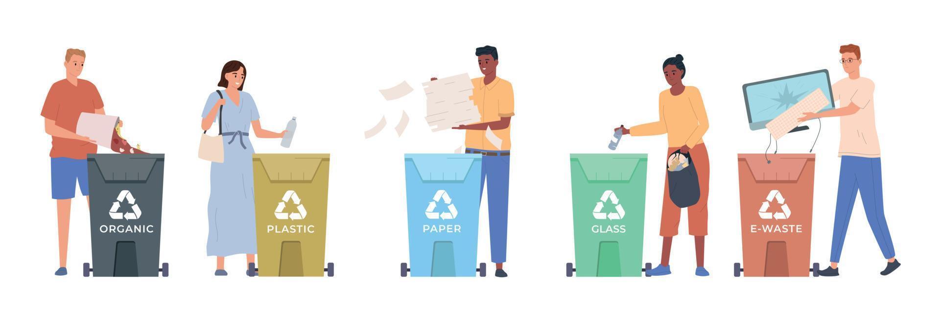 People Sorting Waste Flat vector