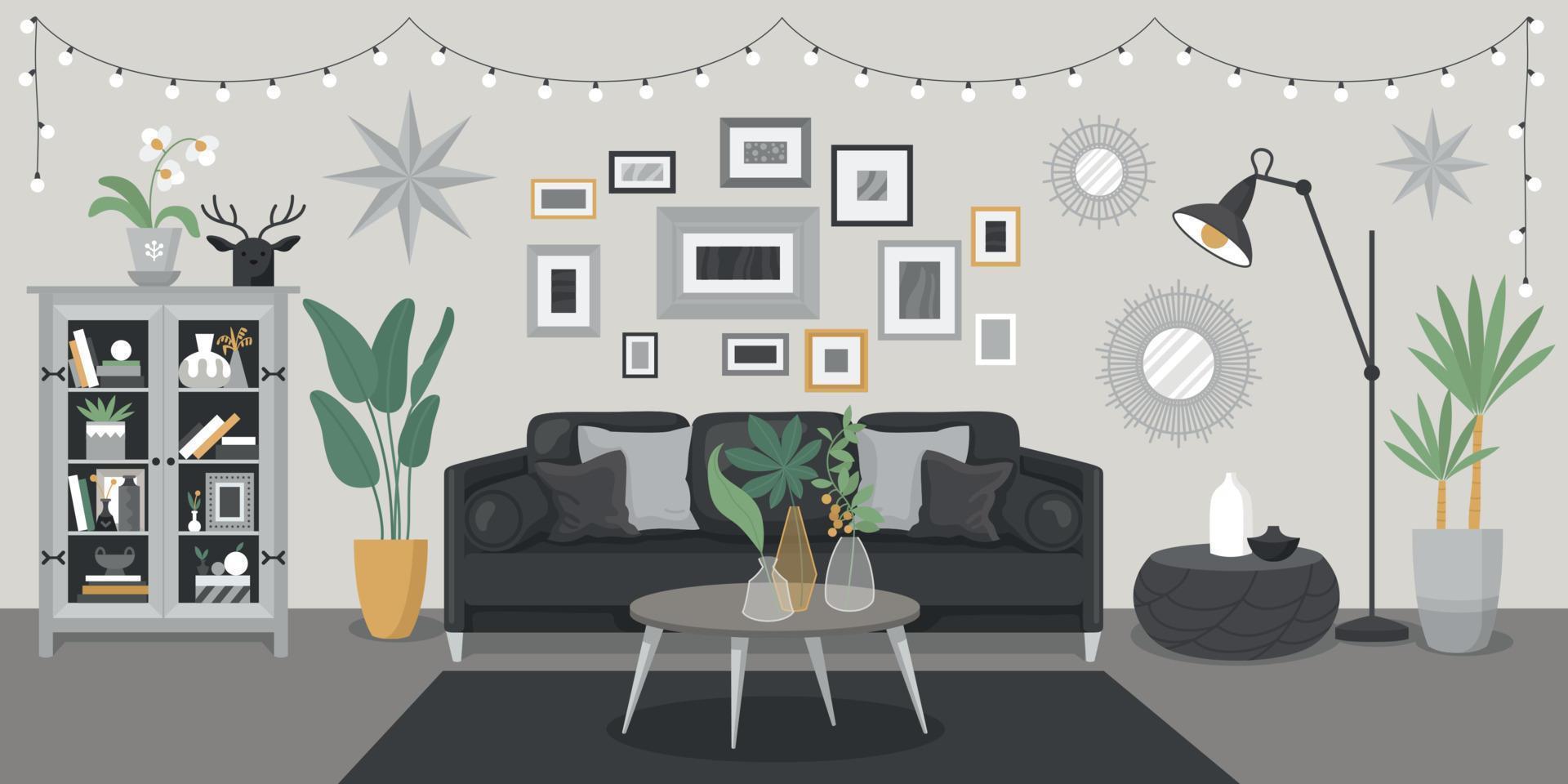 Modern Room Interior Composition vector