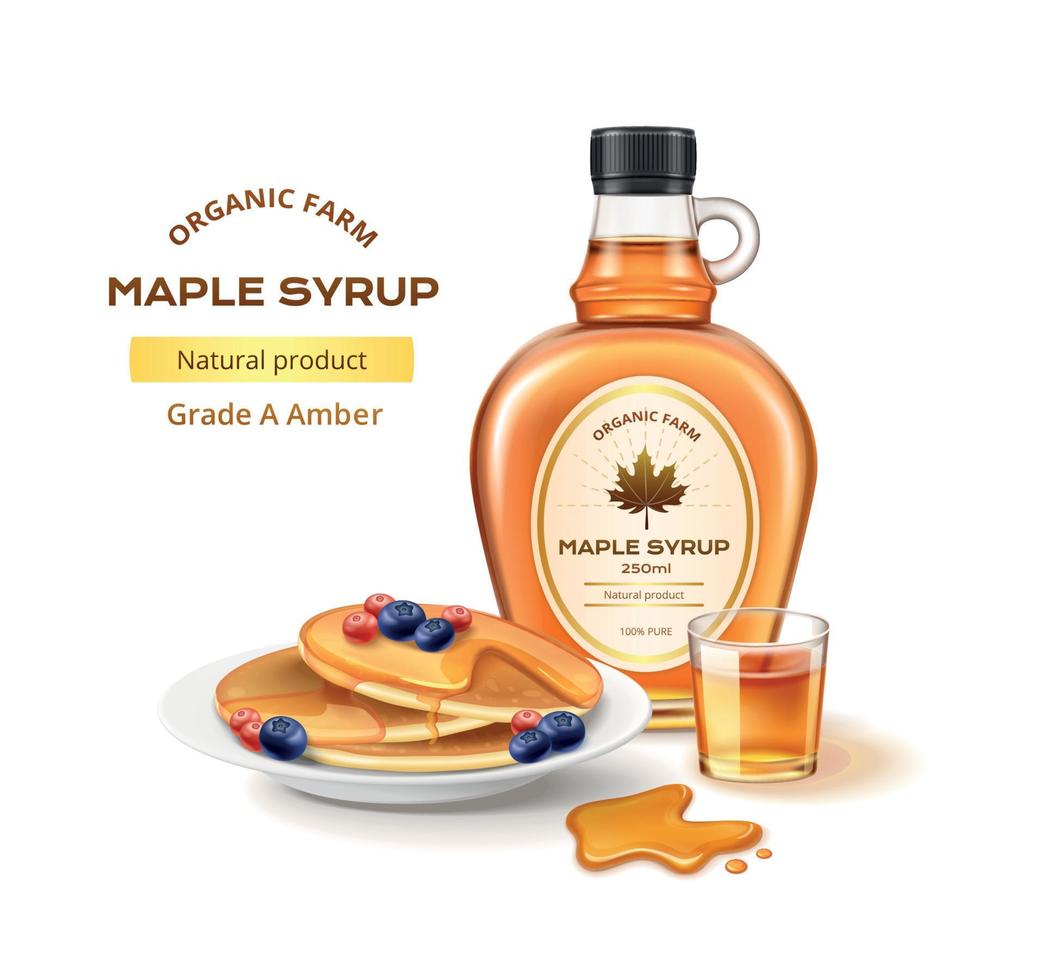 Realistic Maple Syrup Composition vector