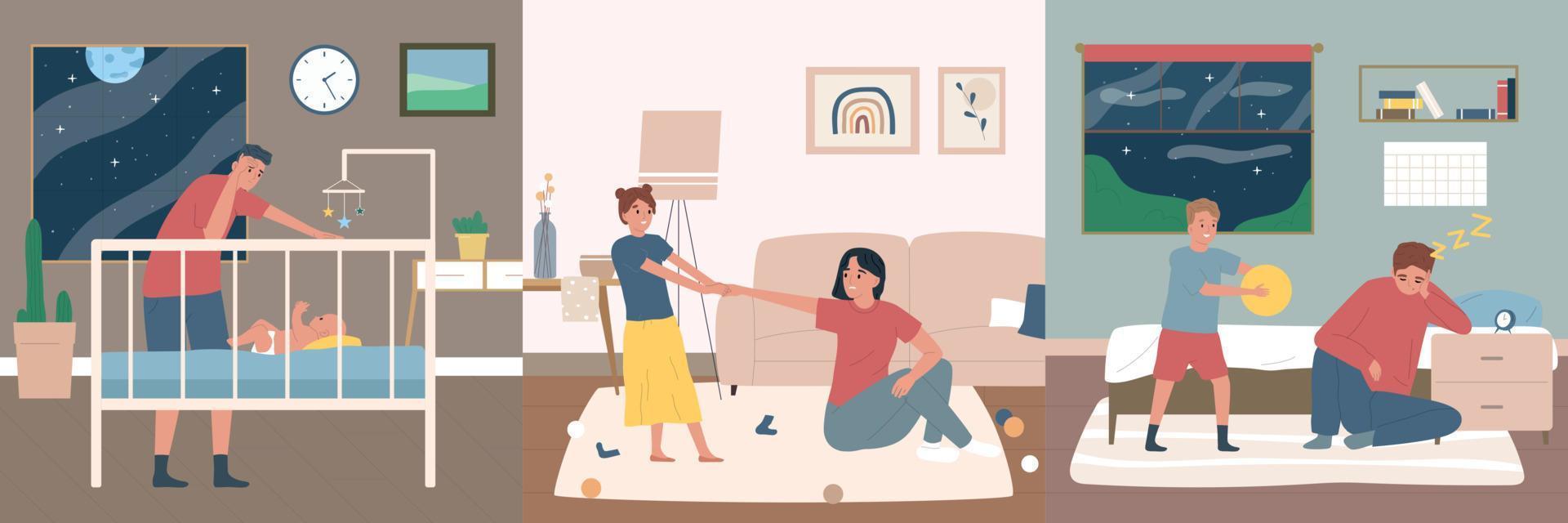 Tired Parents Set vector