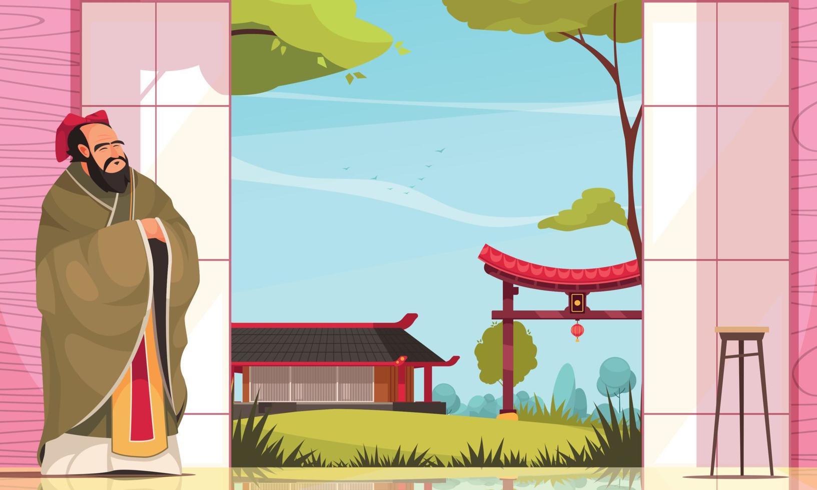 Confucius Flat Background vector