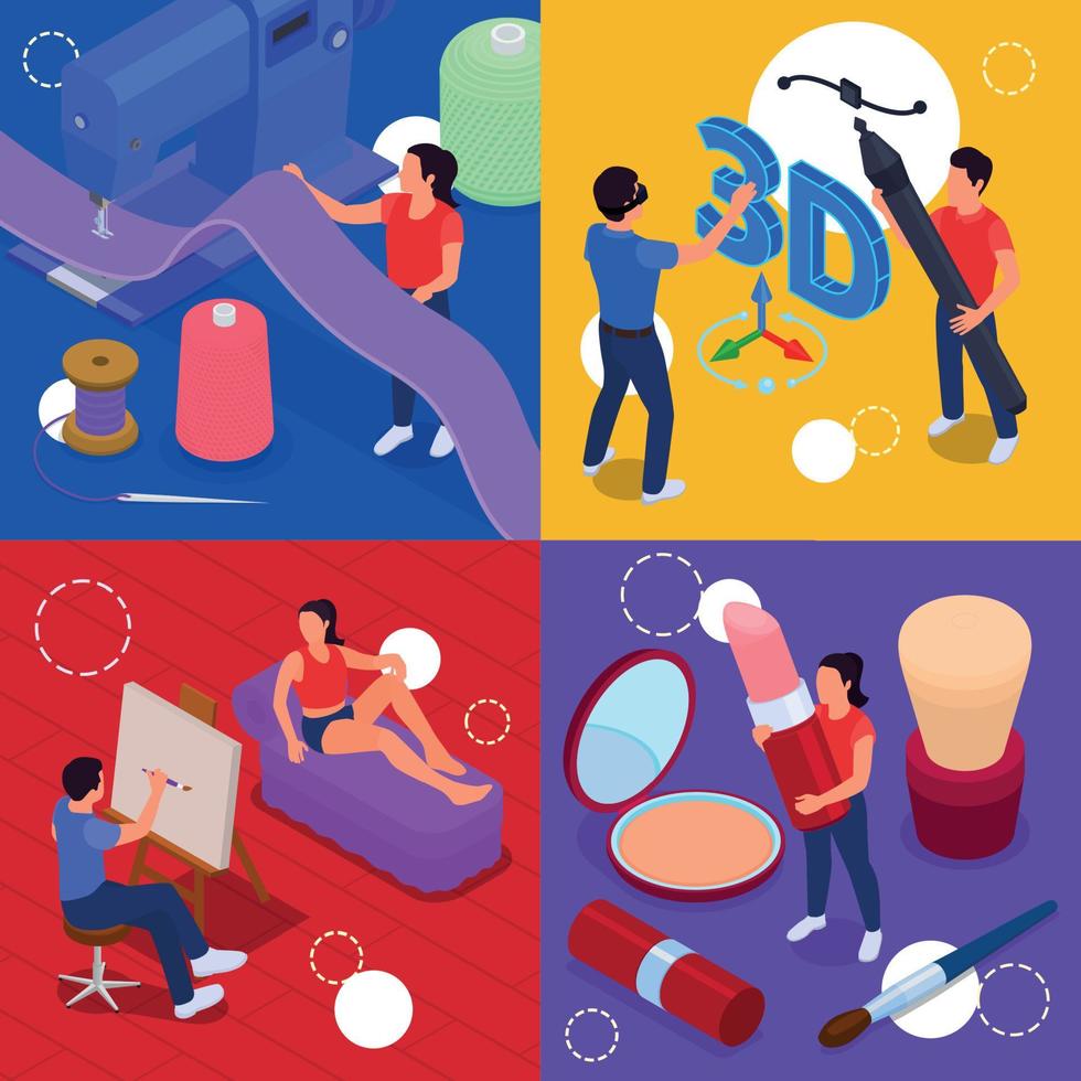 Art Creative 2x2 Isometric Set vector