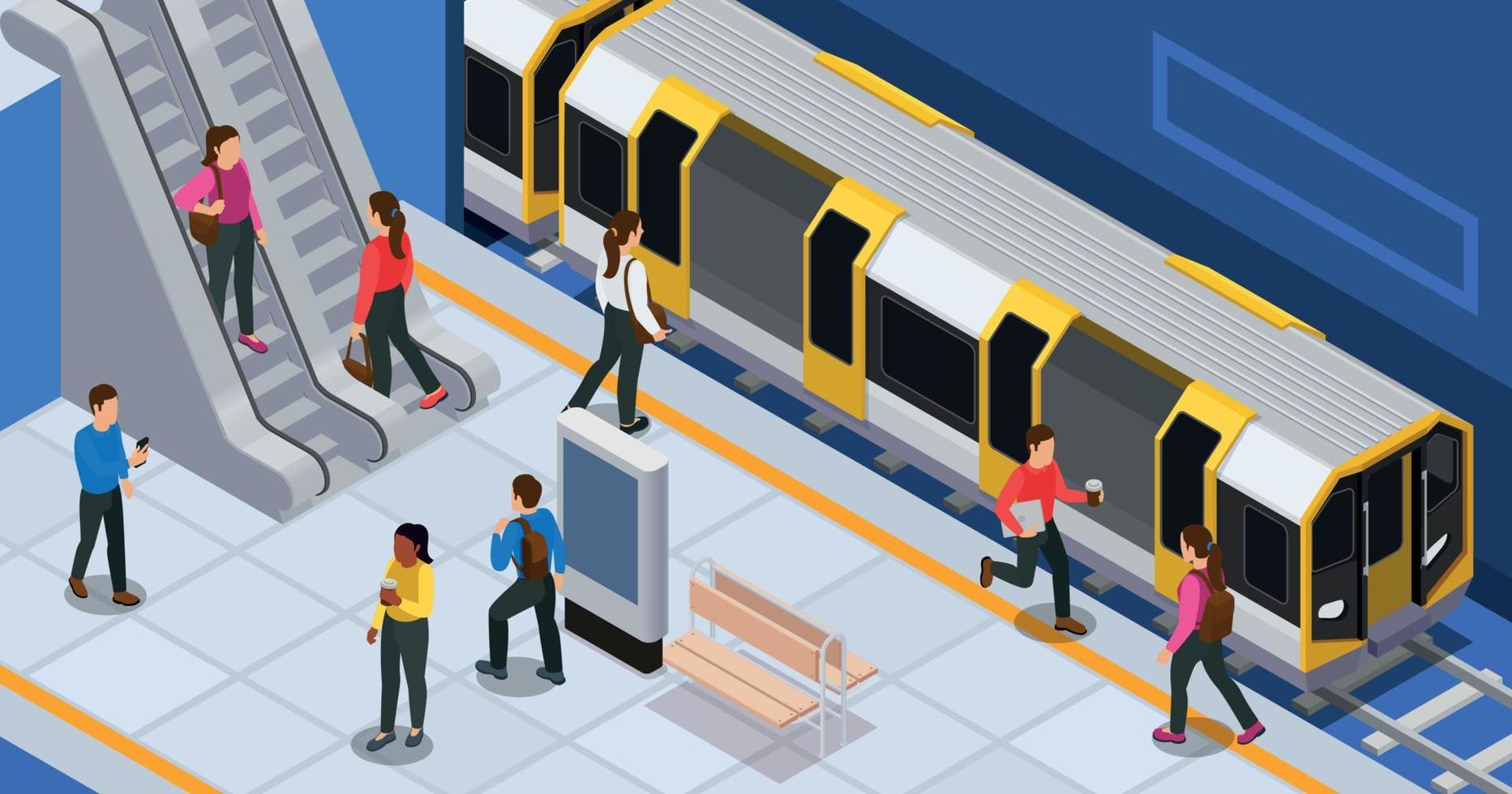 Subway Station Isometric Background vector