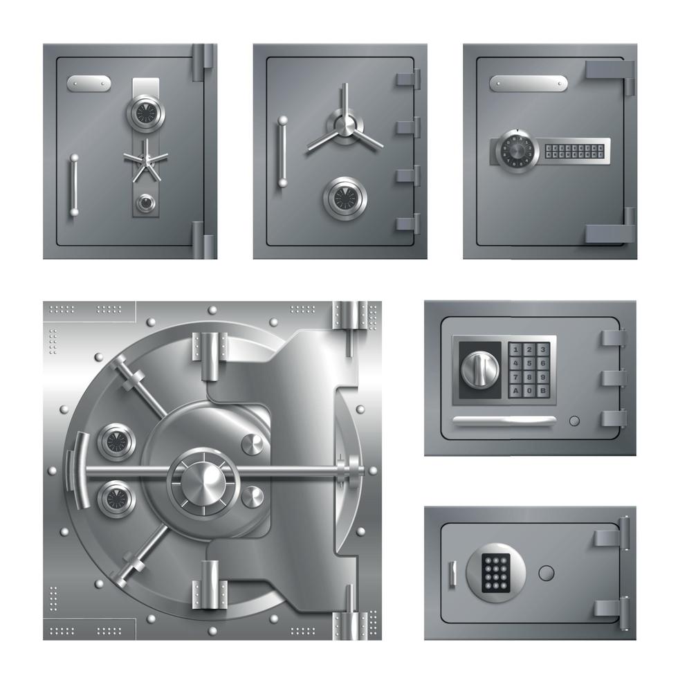 Safe Lockers Doors Set vector