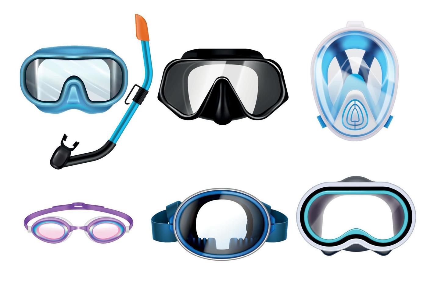 conjunto de máscaras de buceo vector