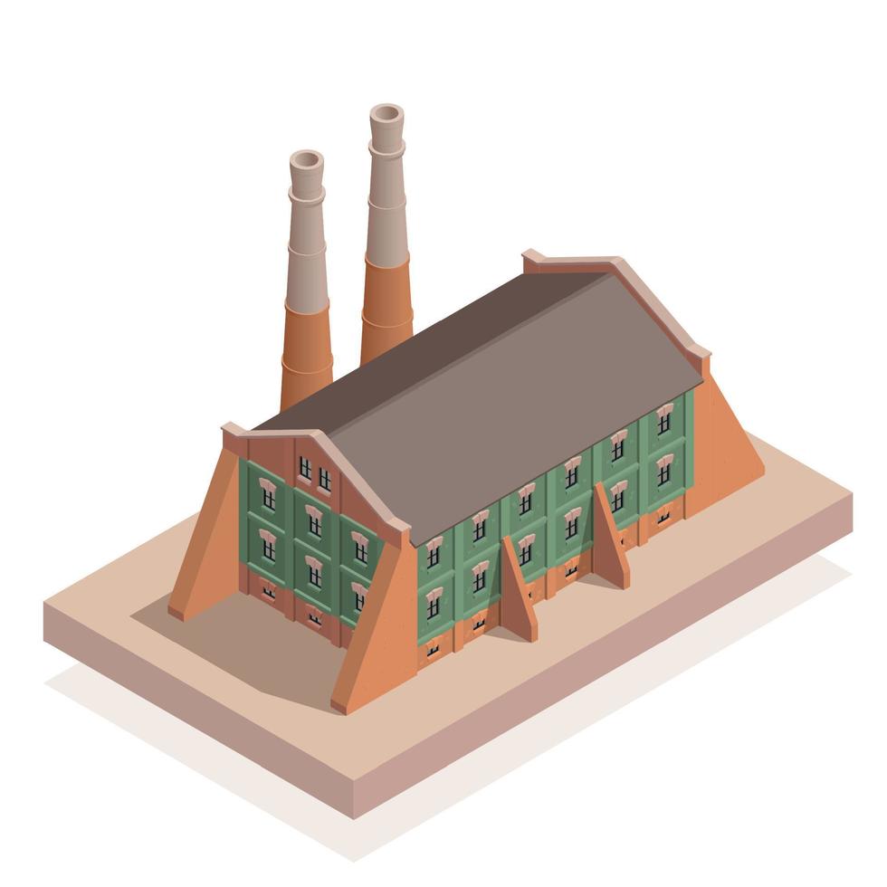 Old Industrial Building Isometric vector