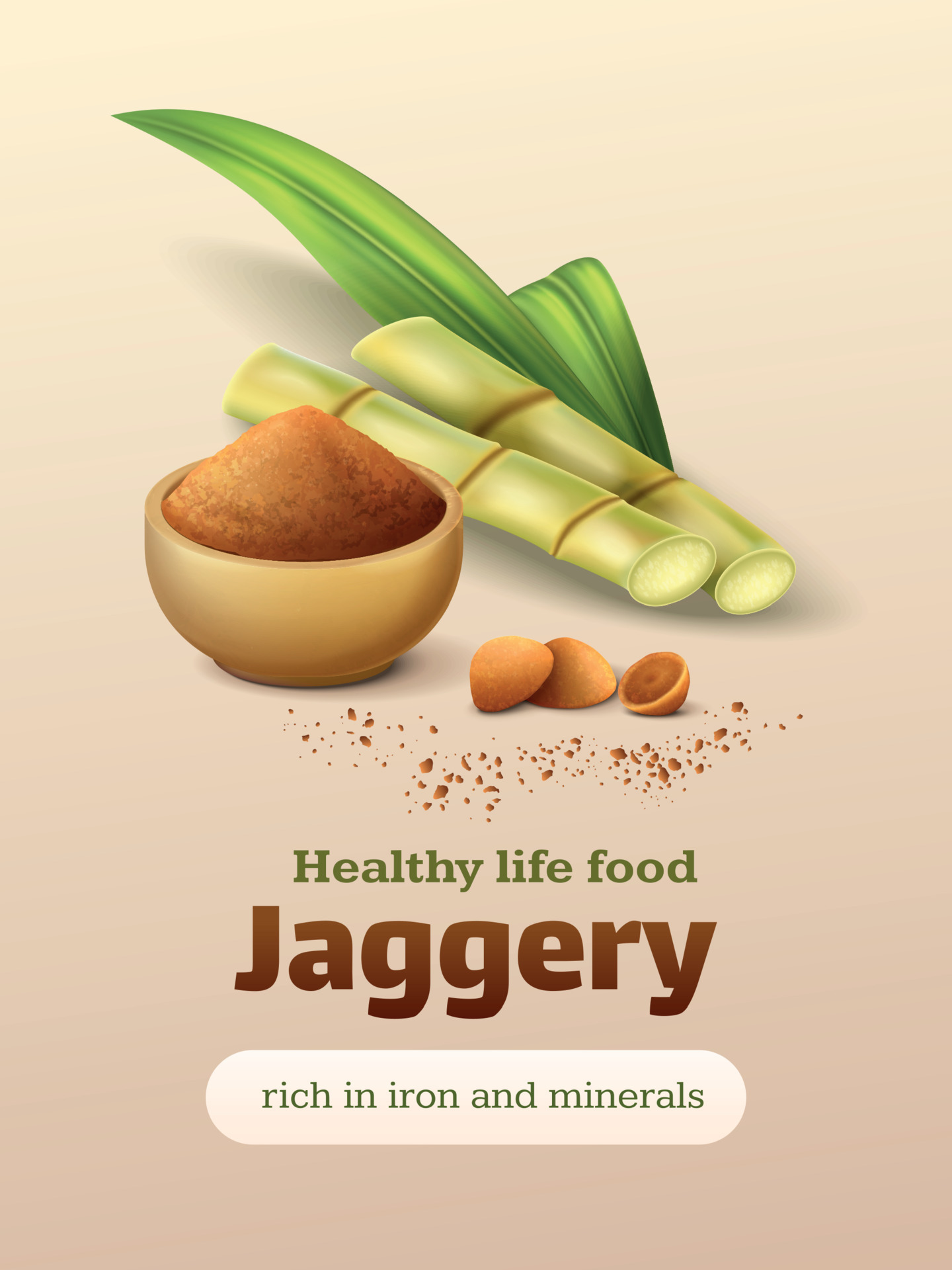 Jaggery Realistic Poster 10366978 Vector Art at Vecteezy