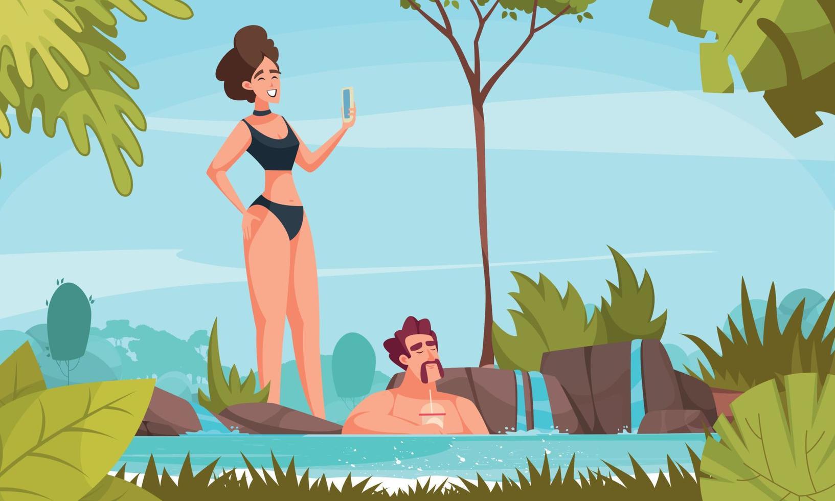 Relaxing Cartoon Vector Illustration