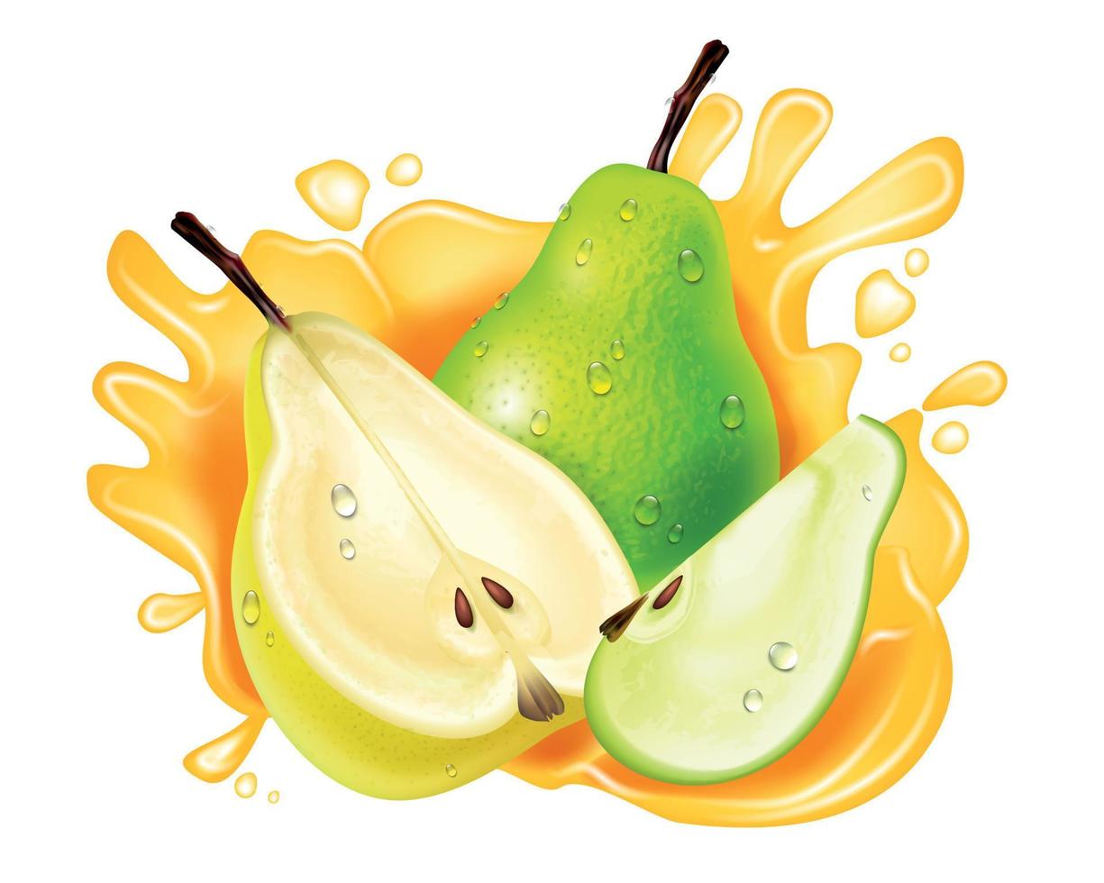 Realistic Pear Splash Composition vector