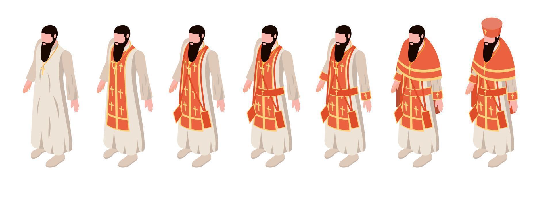 Orthodox Christian Isometric Set vector