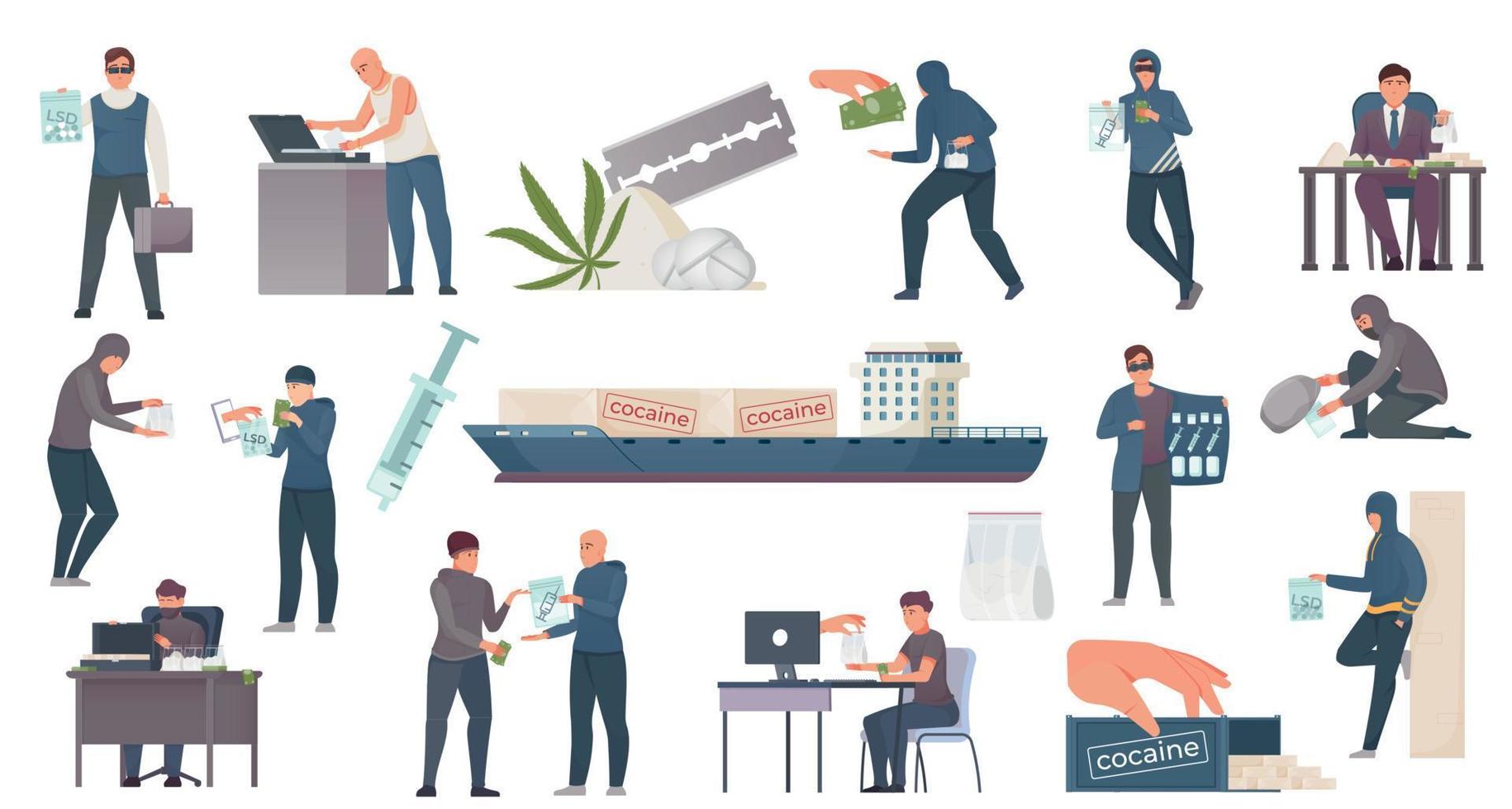 Flat Drug Trade Set vector