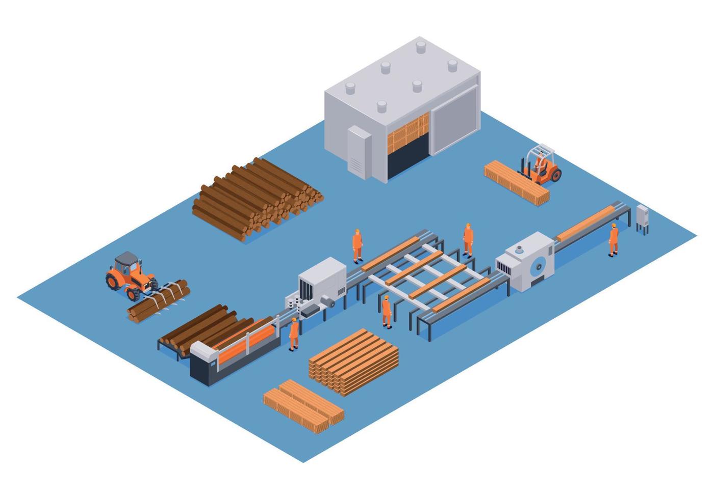 Isometric Sawmill Concept vector