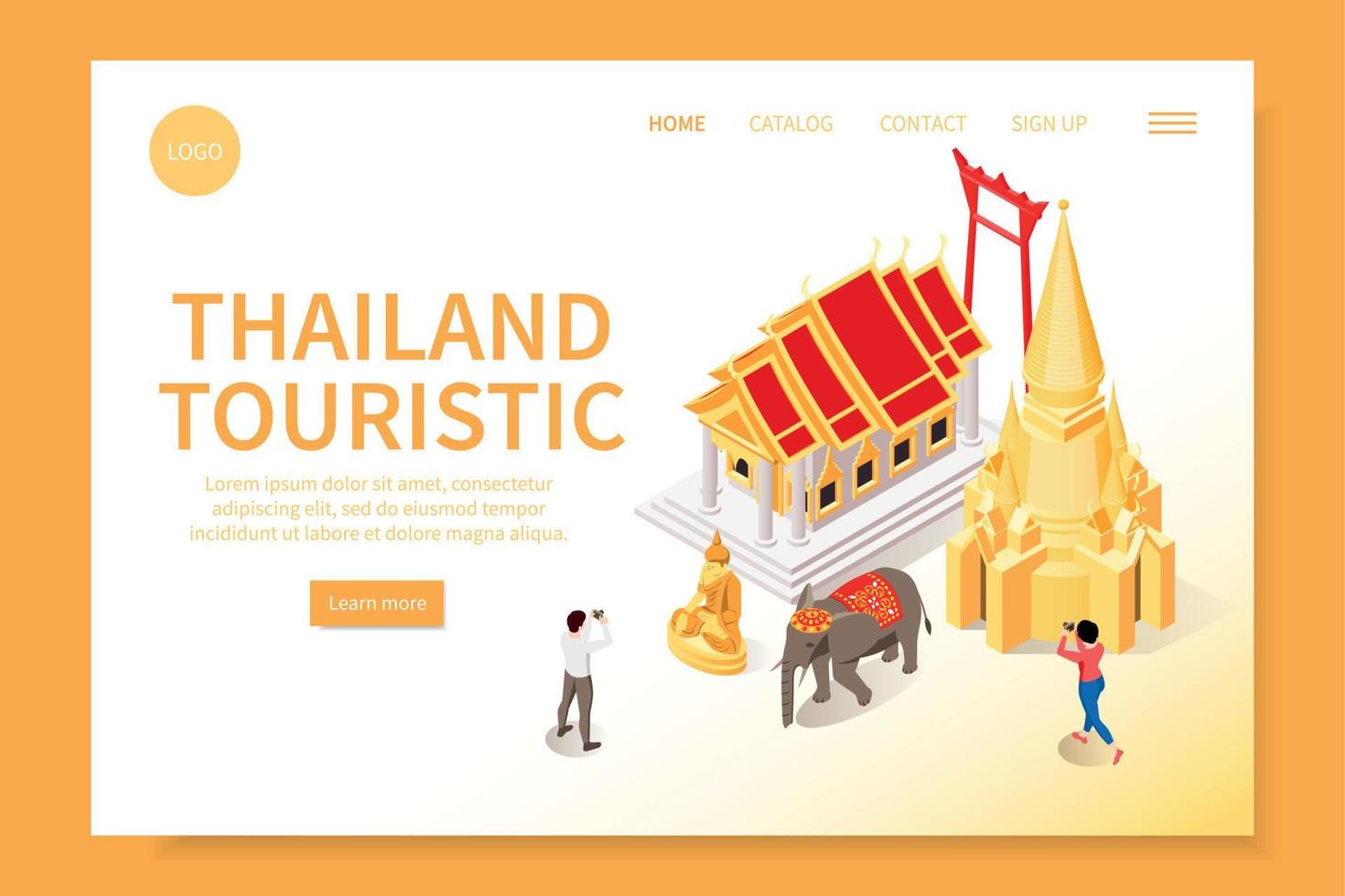 Thailand Isometric Landing Page vector