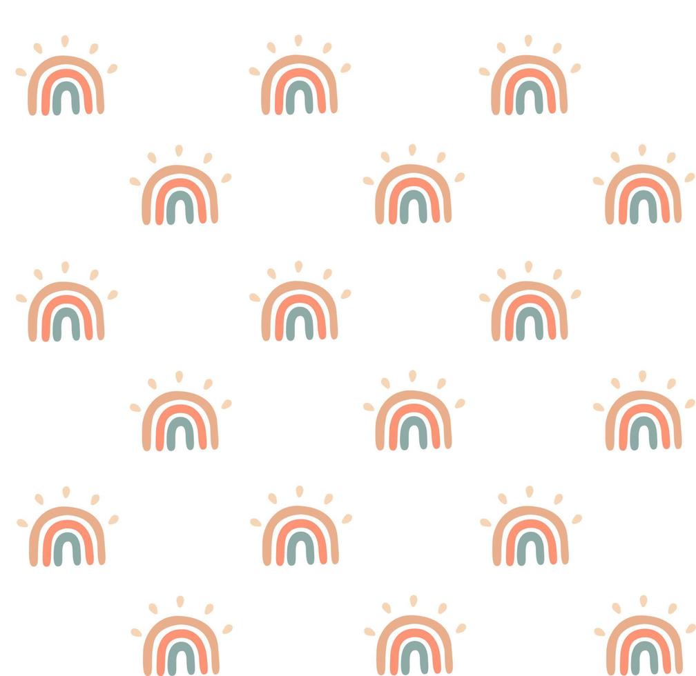 Funny and colorful hand drawn rainbow pattern vector