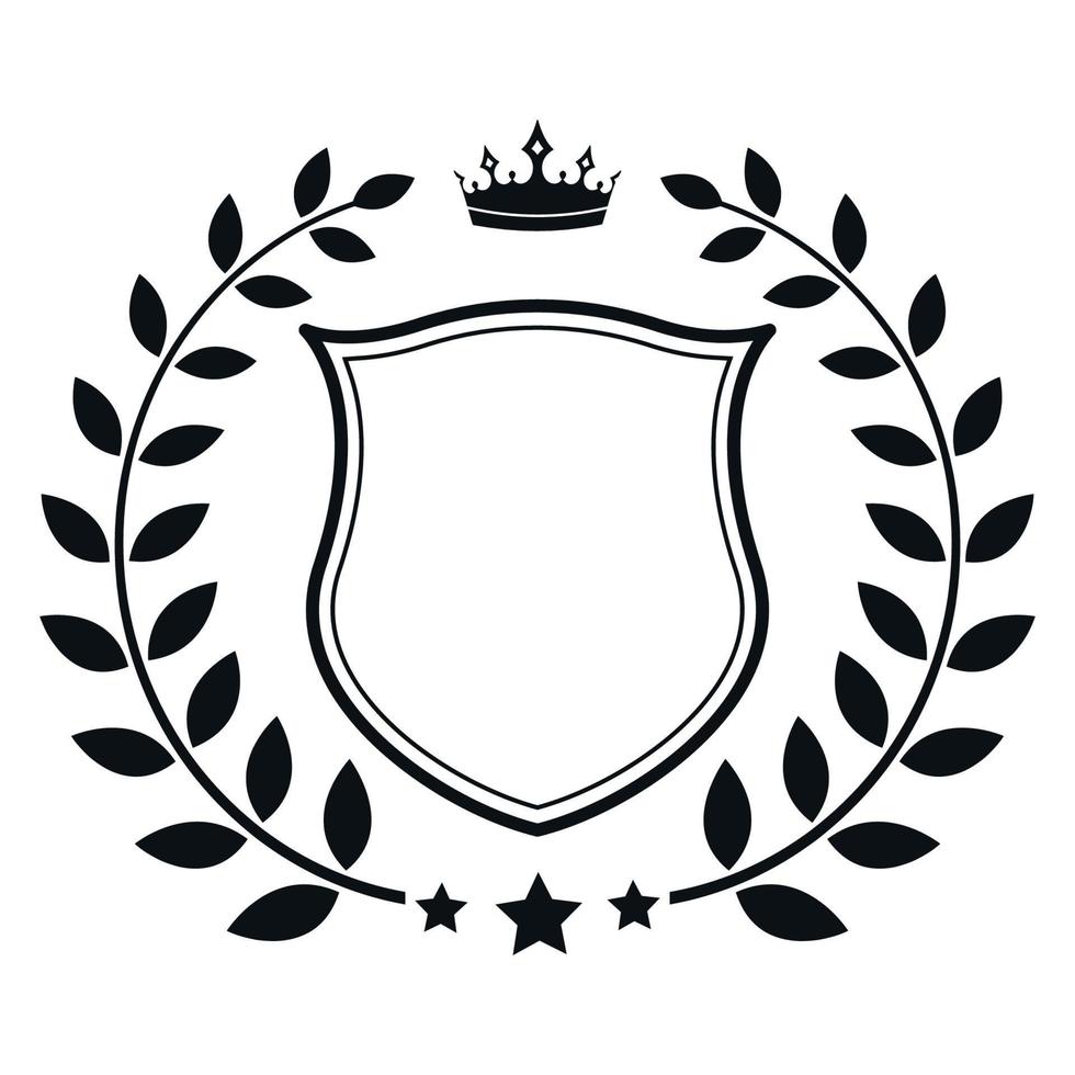 Illustration of a shield with a laurel wreath and a crown vector