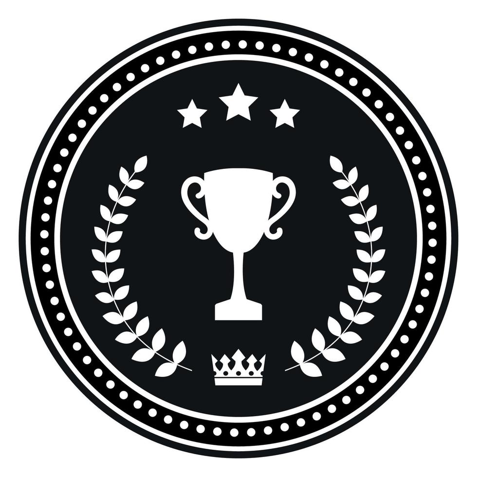 Illustration emblem of winner cup with laurel wreath and crown vector