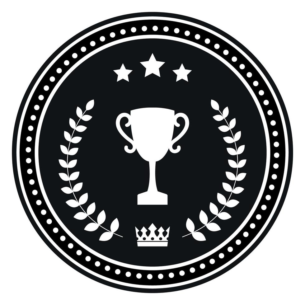 Illustration emblem of winner cup with laurel wreath and crown vector