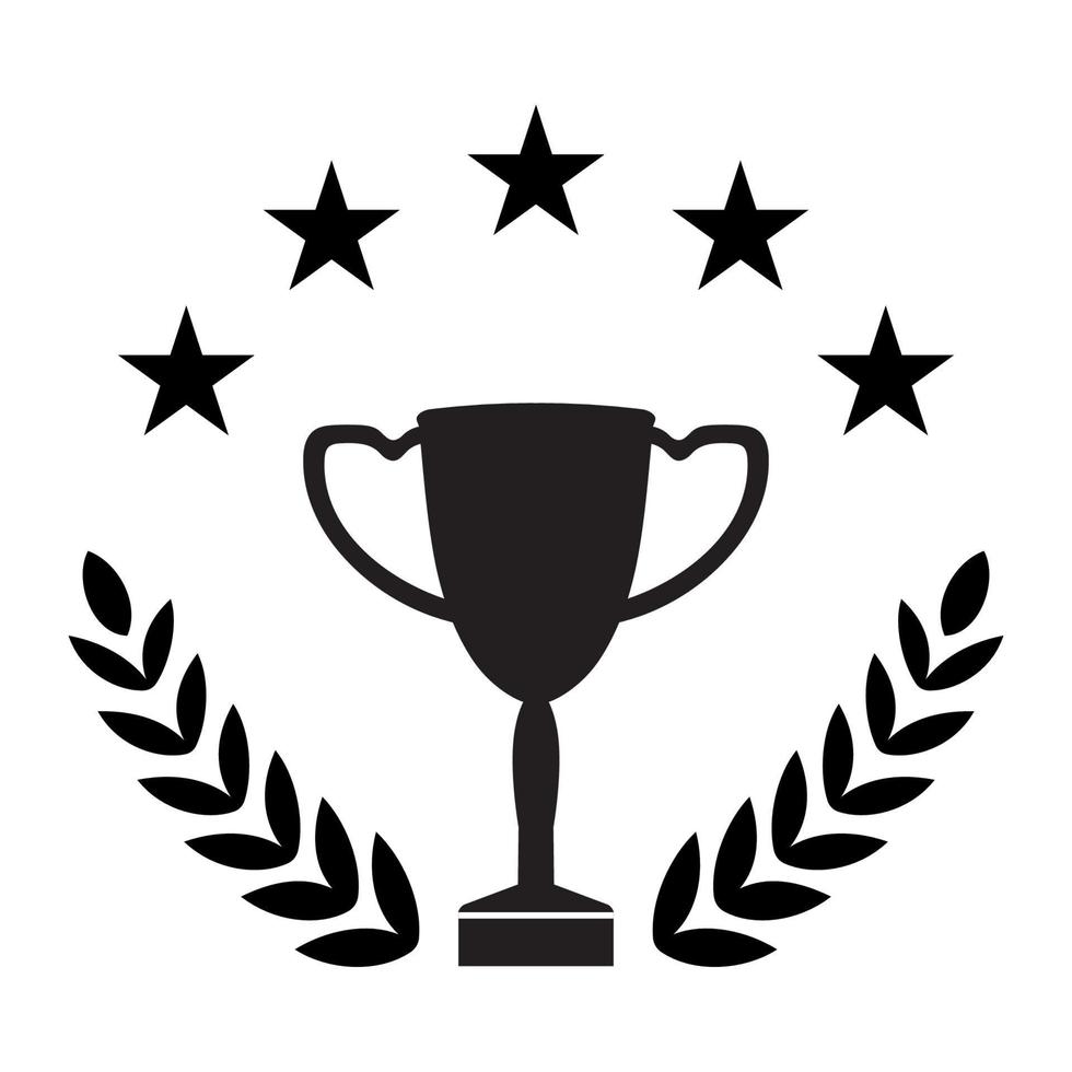 Winner cup with laurel wreath and stars vector