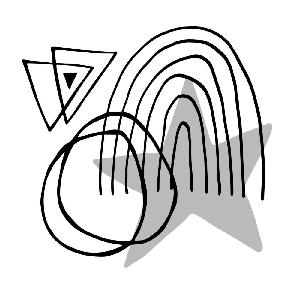 Collage of abstract shapes. Doodle style illustration vector