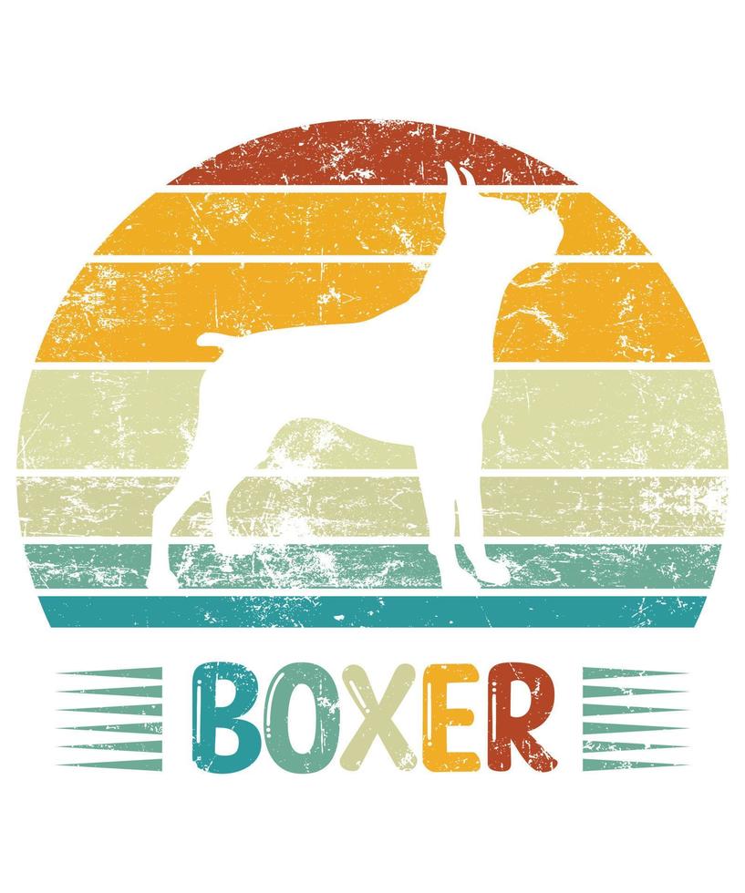 Funny Boxer Vintage Retro Sunset Silhouette Gifts Dog Lover Dog Owner Essential T-ShirtFunny Boxer Vintage Retro Sunset Silhouette Gifts Dog Lover Dog Owner Essential T-Shirt vector
