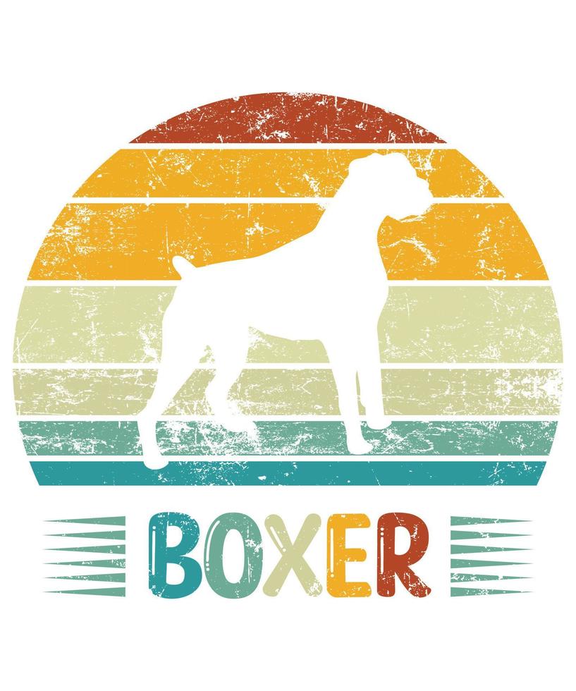 boxeador divertido vintage retro silueta al atardecer regalos amante de los perros dueño del perro camiseta esencialboxeador divertido vintage retro silueta al atardecer regalos amante de los perros dueño del perro camiseta esencial vector