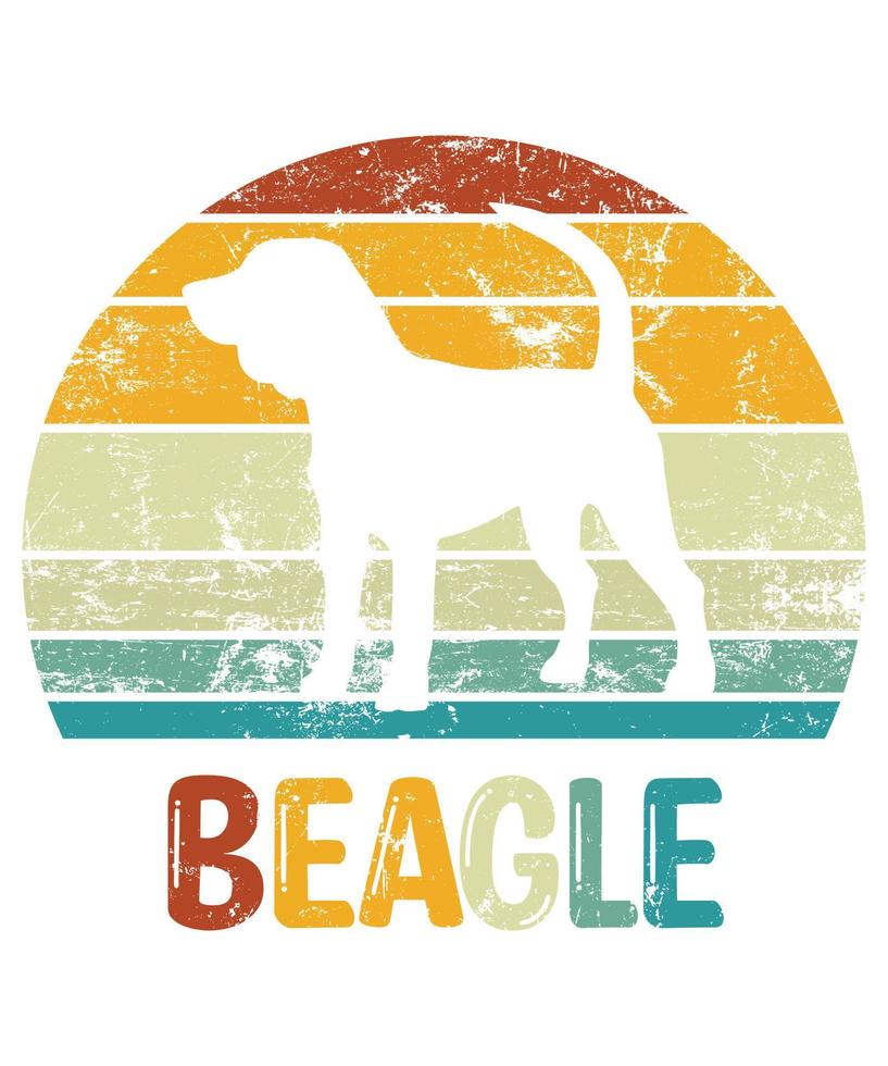 Funny Beagle Vintage Retro Sunset Silhouette Gifts Dog Lover Dog Owner Essential T-Shirt vector