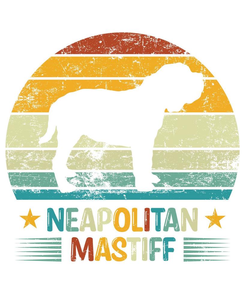 Funny Neapolitan Mastiff Vintage Retro Sunset Silhouette Gifts Dog Lover Dog Owner Essential T-Shirt vector