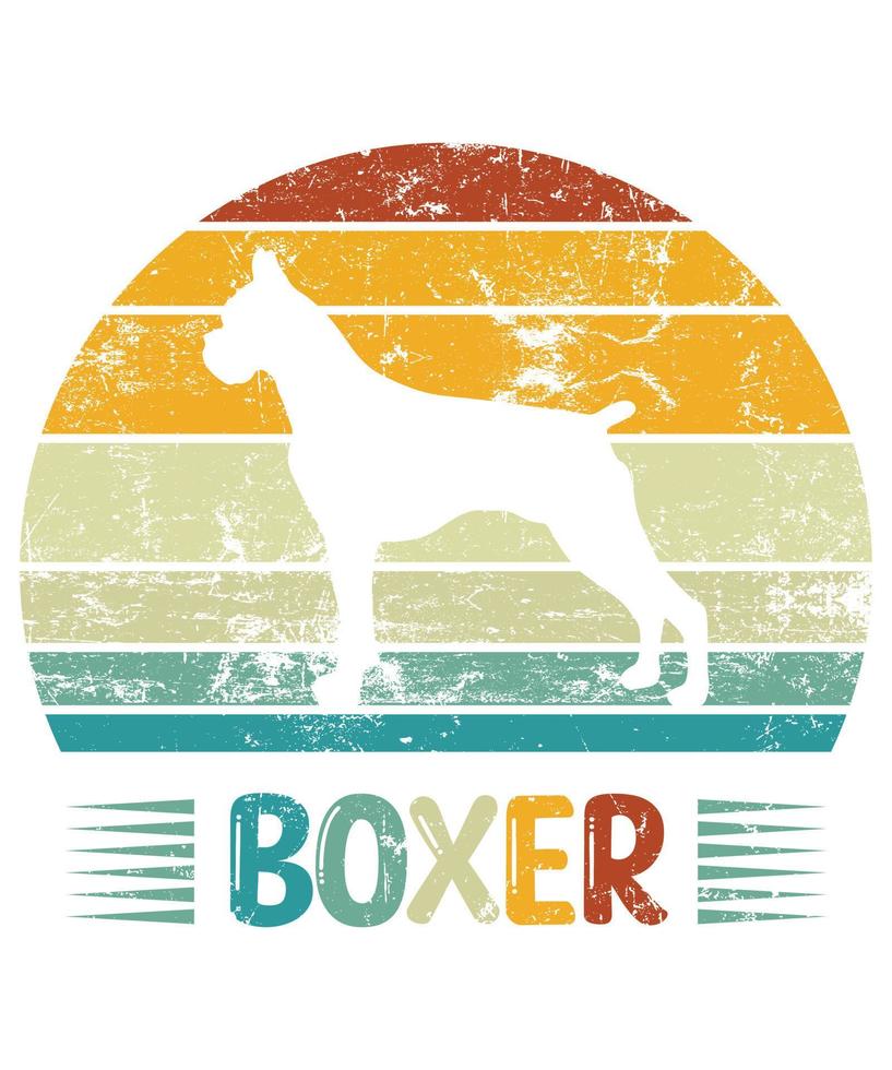 boxeador divertido vintage retro silueta al atardecer regalos amante de los perros dueño del perro camiseta esencialboxeador divertido vintage retro silueta al atardecer regalos amante de los perros dueño del perro camiseta esencial vector