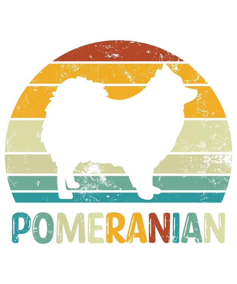 Retro Sunset Pomeranian Silhouette Tshirt Dog Lover Gifts Retro Sunset Pomeranian Silhouette Tshirt Dog Lover Gifts