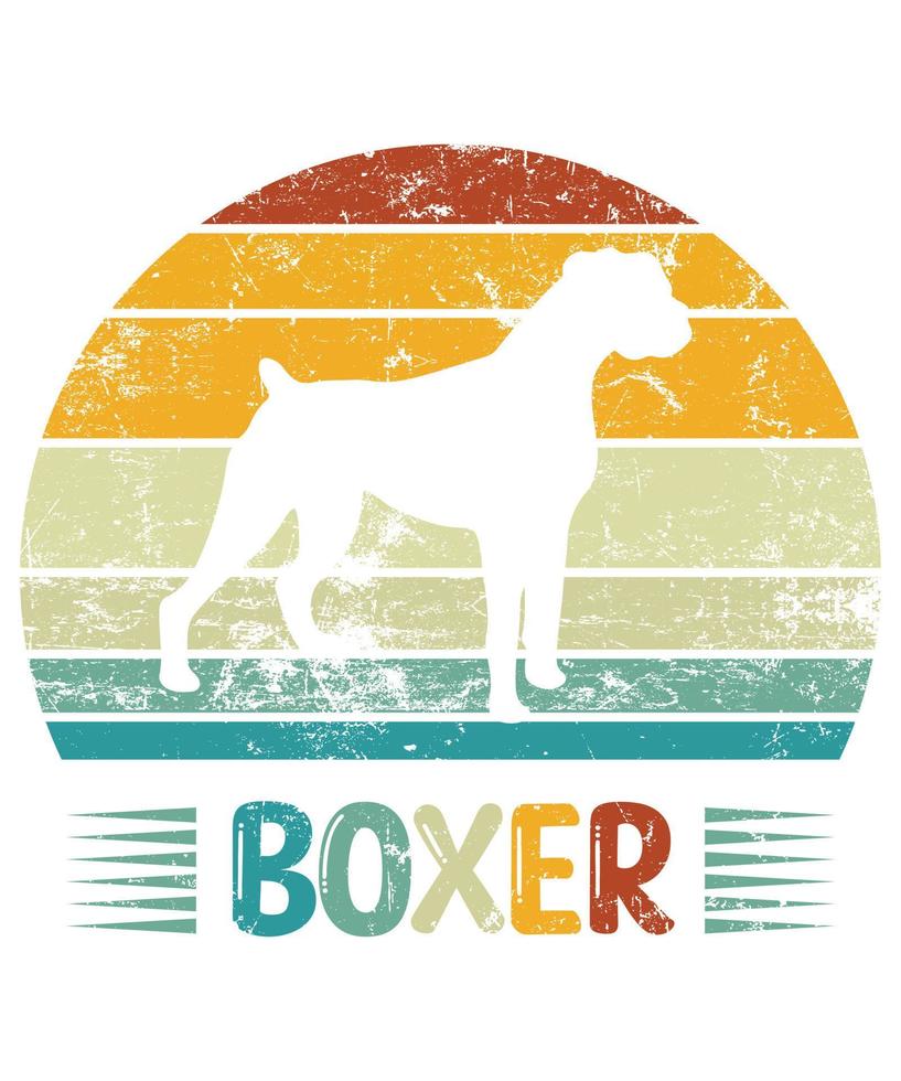 boxeador divertido vintage retro silueta al atardecer regalos amante de los perros dueño del perro camiseta esencialboxeador divertido vintage retro silueta al atardecer regalos amante de los perros dueño del perro camiseta esencial vector