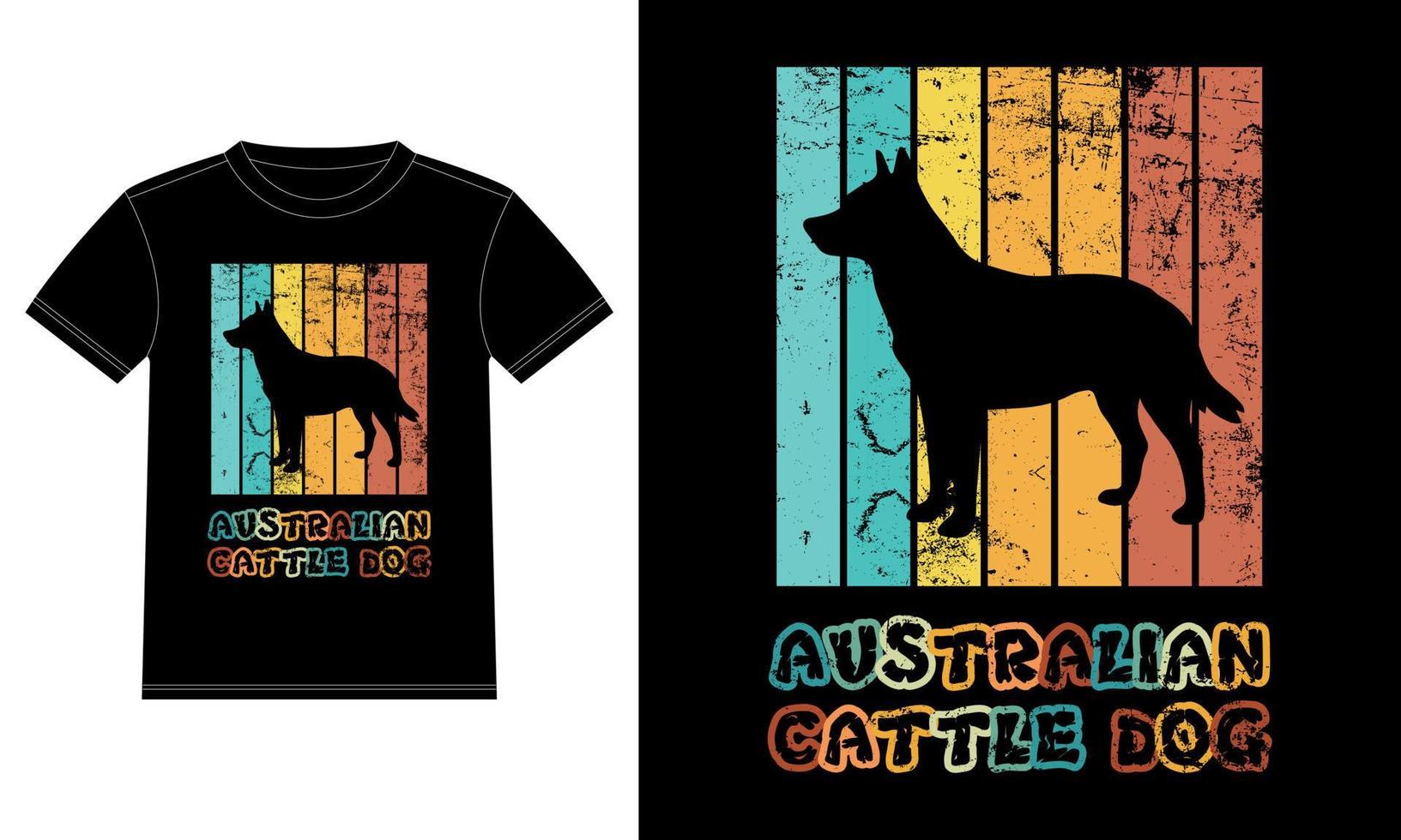 Funny Australian Cattle Dog Vintage Retro Sunset Silhouette Gifts Dog Lover Dog Owner Essential T-Shirt vector