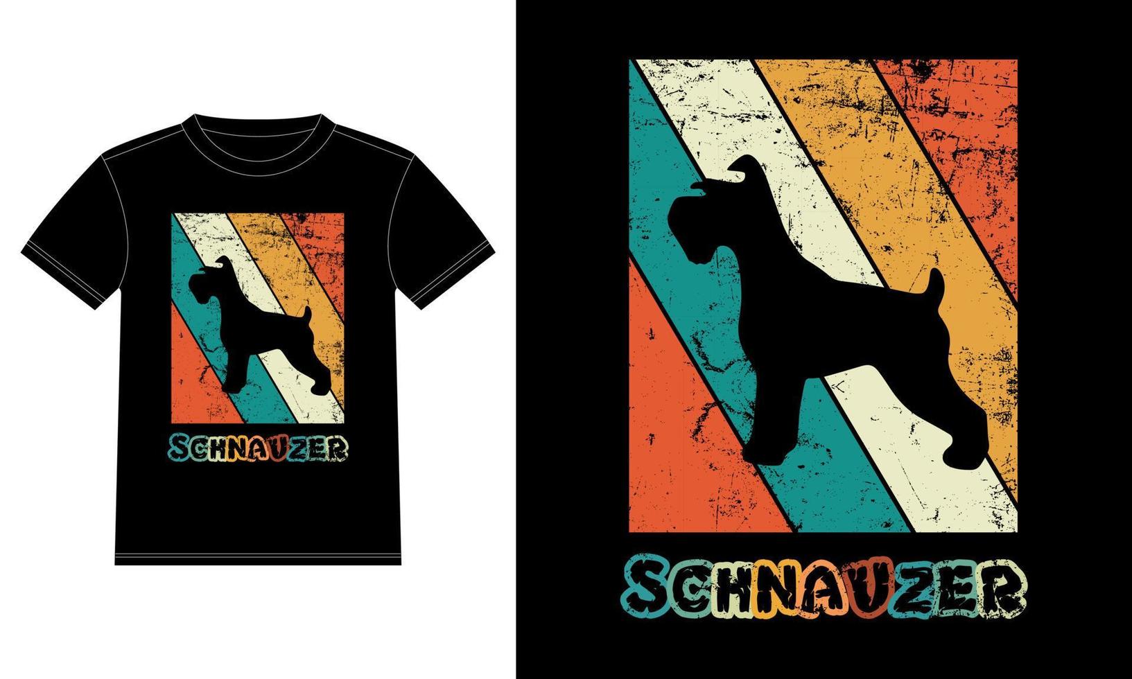 Funny Schnauzer Retro Vintage Sunset T-shirt Design template, Schnauzer Board, Car Window Sticker, POD, cover, Isolated white background, Silhouette Gift for Schnauzer Lover vector