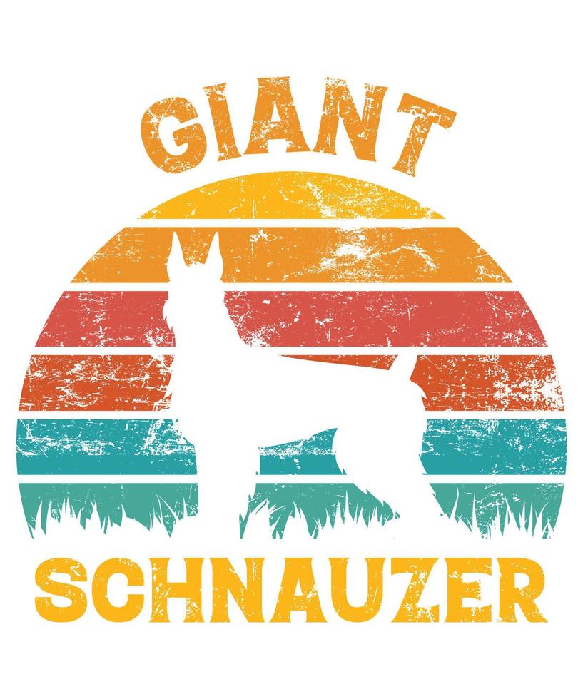 divertido schnauzer gigante vintage retro puesta de sol silueta regalos amante de los perros dueño del perro camiseta esencial vector