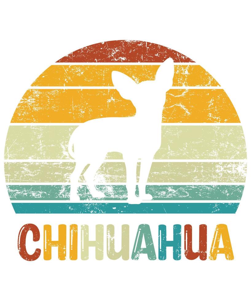 gracioso chihuahua vintage retro puesta de sol silueta regalos amante de los perros dueño del perro camiseta esencial vector