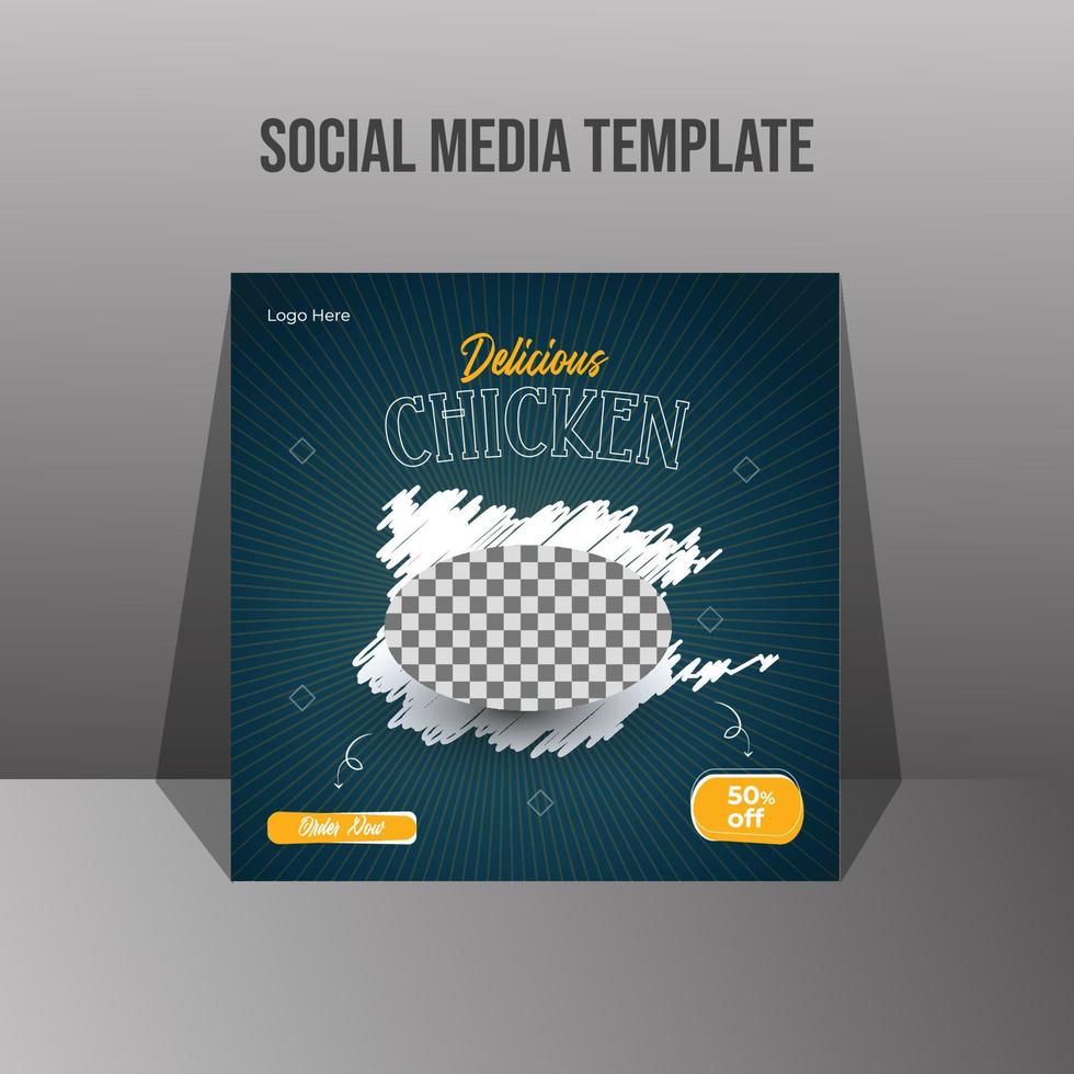 Social media food post design template vector