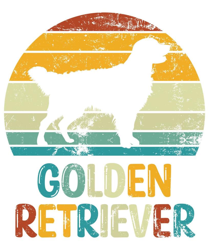 Funny Golden Retriever Vintage Retro Sunset Silhouette Gifts Dog Lover Dog Owner Essential T-Shirt vector