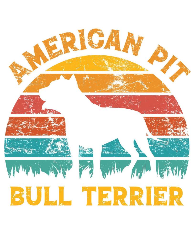 Funny American Pit Bull Terrier Vintage Retro Sunset Silhouette Gifts Dog Lover Dog Owner Essential T-Shirt vector