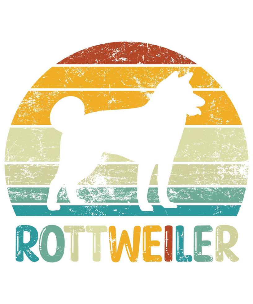 Funny Rottweiler Vintage Retro Sunset Silhouette Gifts Dog Lover Dog Owner Essential T-Shirt vector