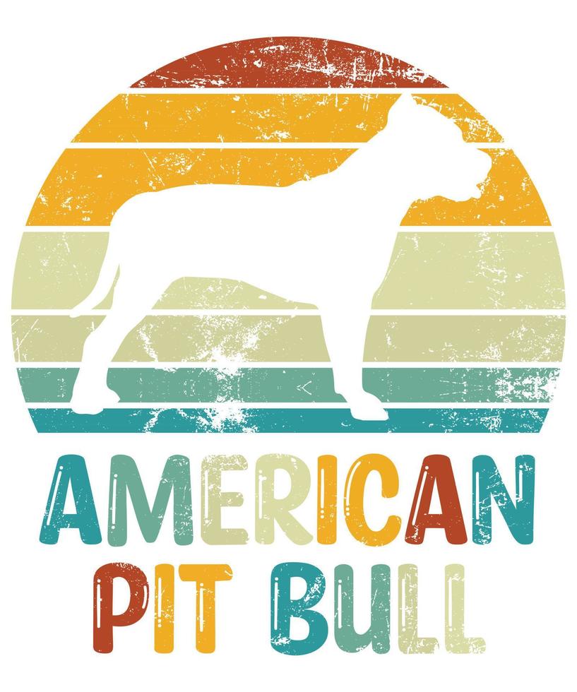divertido pit bull americano vintage retro puesta de sol silueta regalos amante de los perros dueño del perro camiseta esencial vector