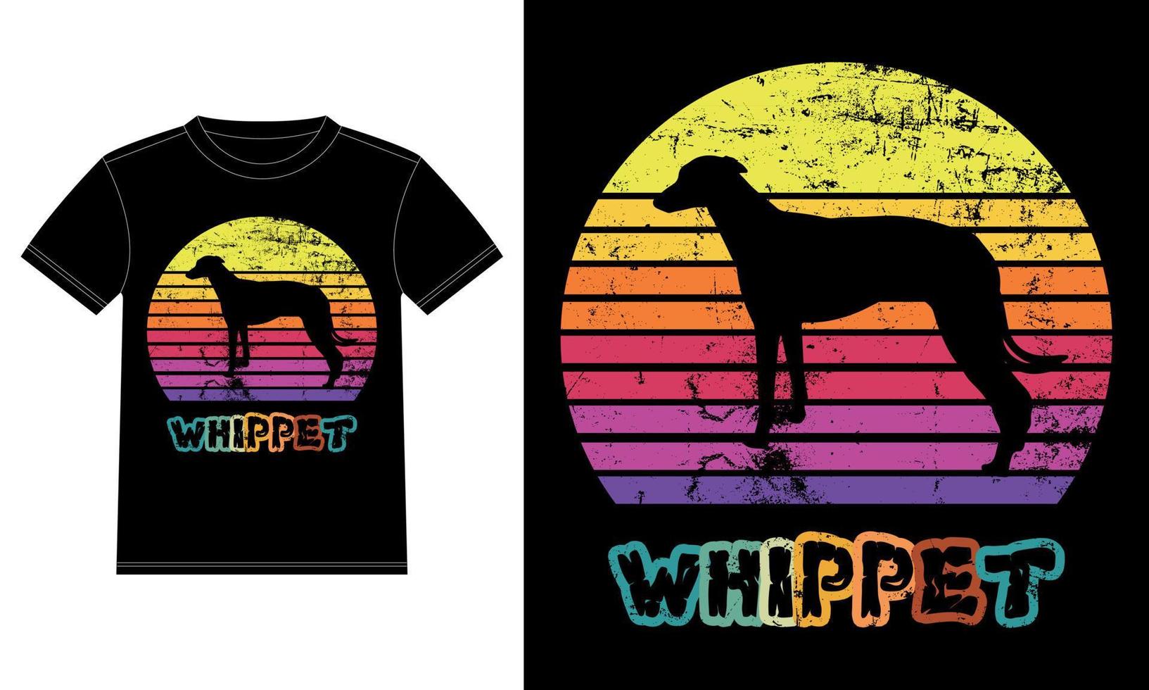 gracioso whippet vintage retro puesta de sol silueta regalos amante de los perros dueño del perro camiseta esencial vector