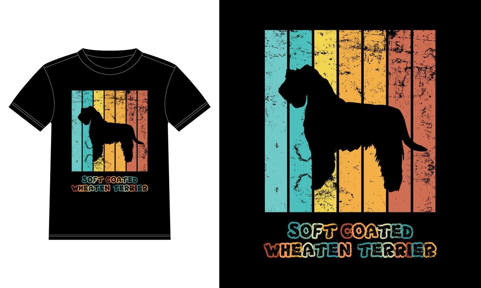 divertido terrier de trigo de capa suave vintage retro puesta de sol silueta regalos amante de los perros dueño del perro camiseta esencial vector