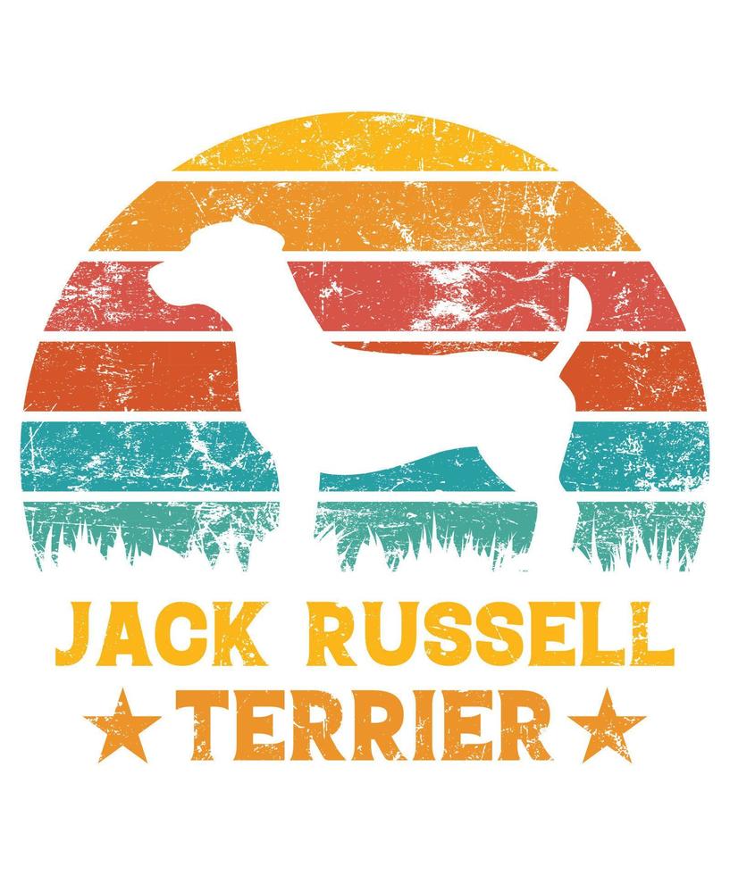 Funny Jack Russell Terrier Vintage Retro Sunset Silhouette Gifts Dog Lover Dog Owner Essential T-Shirt vector