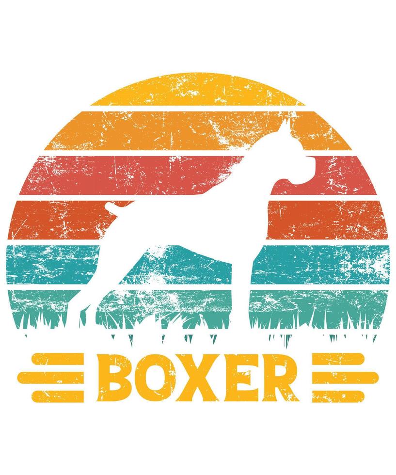 boxeador divertido vintage retro silueta al atardecer regalos amante de los perros dueño del perro camiseta esencialboxeador divertido vintage retro silueta al atardecer regalos amante de los perros dueño del perro camiseta esencial vector